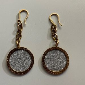 REBECCA $195 Rose Gold Glam Circle Earrings Italy 18ct Plated